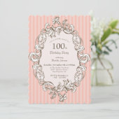 Invitation Soirée élégante rose 100e anniversaire (Debout devant)