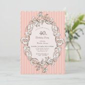 Invitation Soirée élégante rose 40e anniversaire (Debout devant)