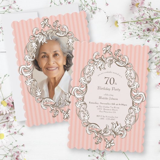 Invitation Soirée élégante rose 70e anniversaire