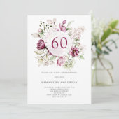 Invitation Soirée élégante rose florale 60e anniversaire (Debout devant)