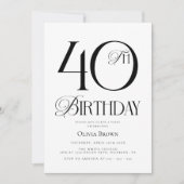 Invitation Soirée Elégante Simple 40e anniversaire (Devant)