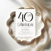 Invitation Soirée Elégante Simple 40e anniversaire