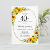 Invitation Soirée élégante tournesol 40e anniversaire (Debout devant)