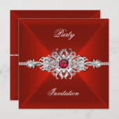 Invitation Soirée élégante Toutes les Occasions Rouge Bijou A (Devant / Derrière)