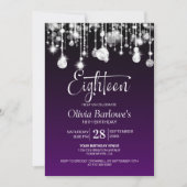 Invitation Soirée élégante violet 18e anniversaire (Devant)