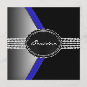 Invitation Soirée en noir et bleu de la Royal Navy avec crava