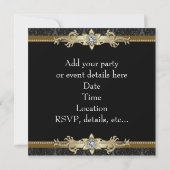 Invitation Soirée en noir et or avec noeud papillon (Dos)