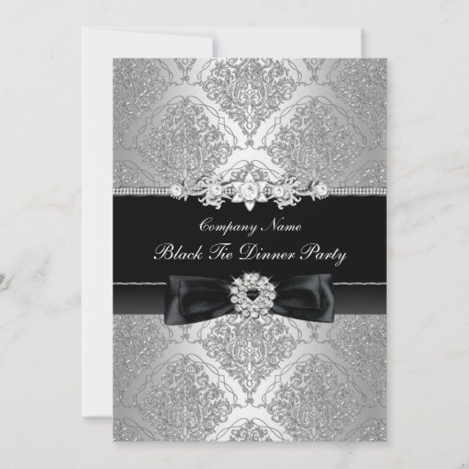 Invitation Soirée en smoking corporatif Damask & Bow (Devant)