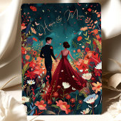 Invitation Soirée enchantée - Mariage floral de la marine de 