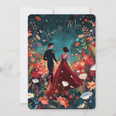 Invitation Soirée enchantée - Mariage floral de la marine de  (Devant)