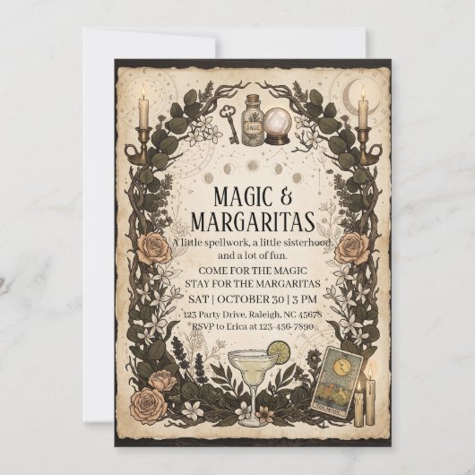 Invitation Soirée entre filles inspirée de Practical Magic (Devant)