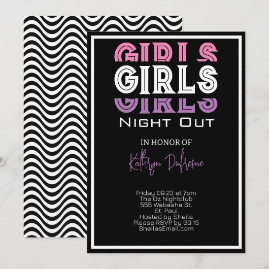 Invitation Soirée entre filles personnalisée (Devant / Derrière)