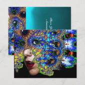 Invitation SOIREE EPHEMERE Mardi Gras Mascarade ,Bleu, Masque (Devant / Derrière)