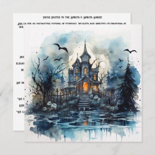 Invitation 👻 Soirée 🥂 Esprits & Esprits ! 🥂 👻 Halloween (Devant / Derrière)
