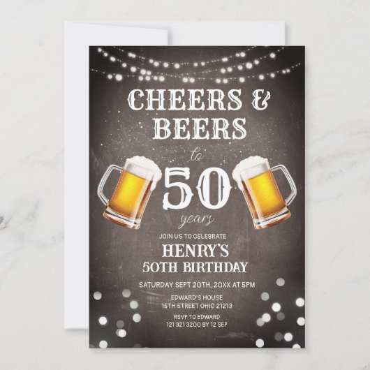 Invitation Soirée Et Bières Jusqu'À 50 Anniversaire Du Chalkb (Devant)