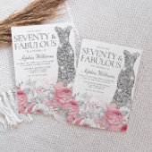 Invitation Soirée et rose pâle 70e anniversaire