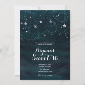 Invitation Soirée étoilée enchantée argent et bleu (Devant)