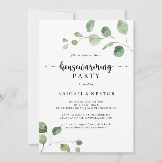 Invitation Soirée Eucalyptus au feu vert (Devant)