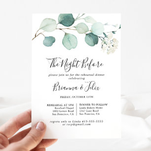 Invitation Soirée Eucalyptus Vert Avant Le Dîner De Répétitio