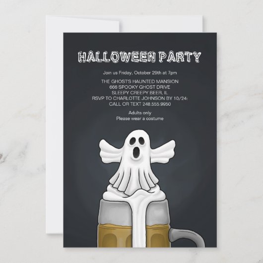 Invitation Soirée Fantôme d'Halloween (Devant)