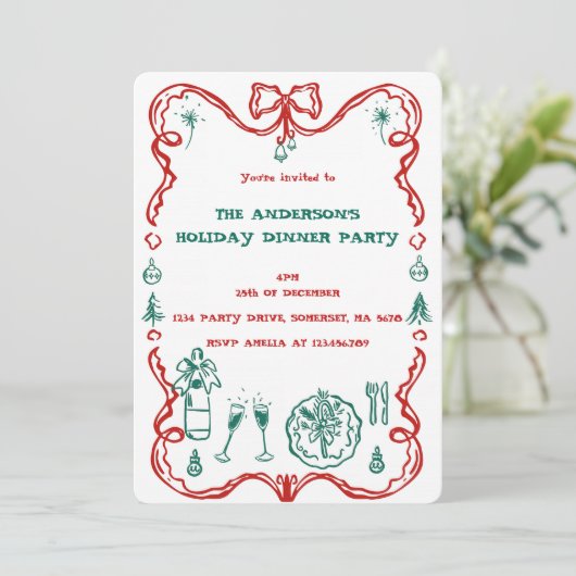 Invitation Soirée Festive Élégante (Debout devant)