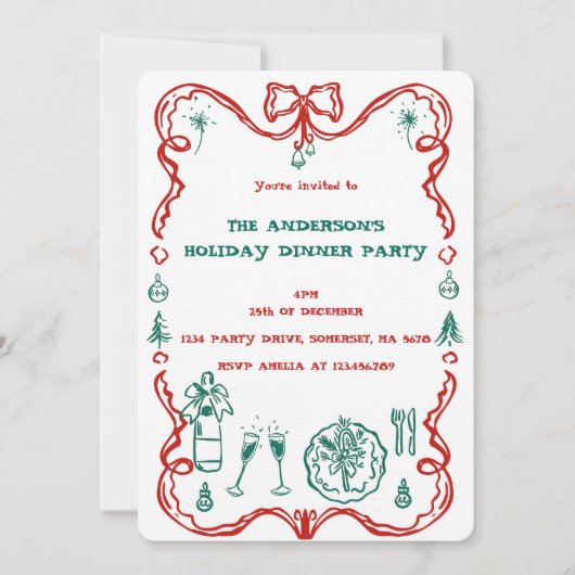 Invitation Soirée Festive Élégante (Devant)