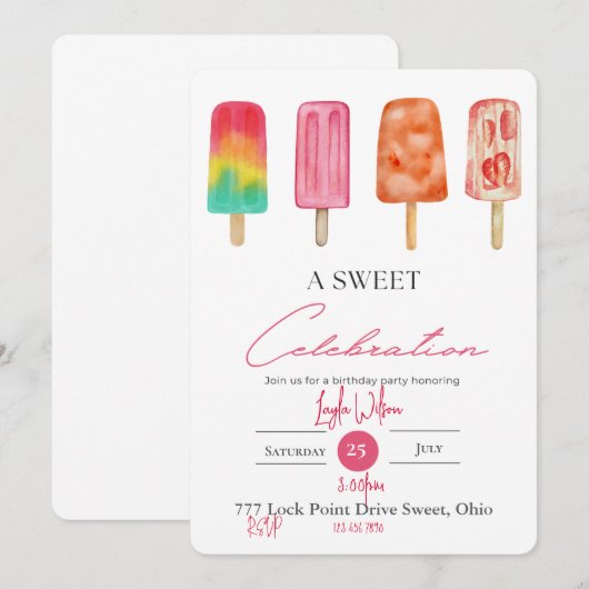 Invitation Soirée fête anniversaire (Devant / Derrière)