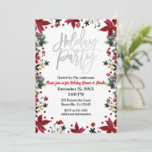 Invitation Soirée Fête d'Argent Poinsettia Noël Floral (Debout devant)