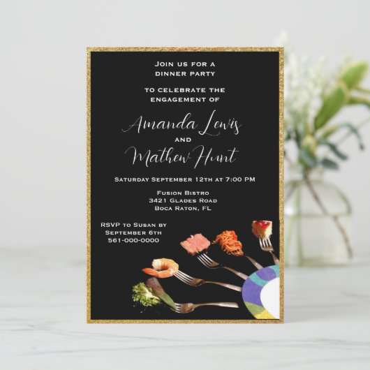 Invitation Soirée Fiançailles moderne (5x7) (Debout devant)