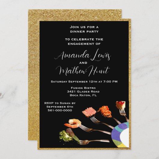 Invitation Soirée Fiançailles moderne (5x7) (Devant / Derrière)
