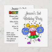 Invitation Soirée fille de 3 ans (Devant / Derrière)