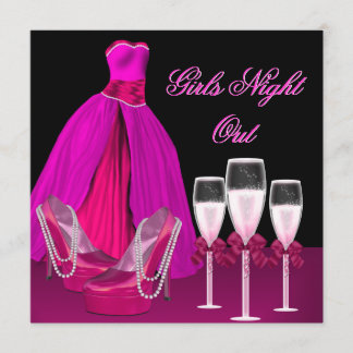 Invitation Soirée Filles Chaussures Roses Talons Hauts Champa
