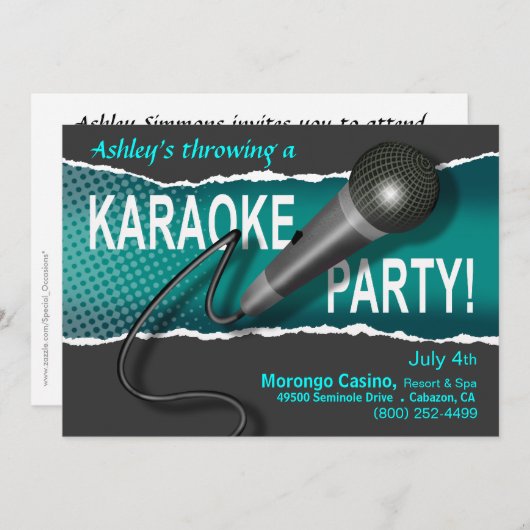 Invitation Soirée Filles de Karaoké (Devant / Derrière)