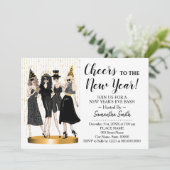 Invitation Soirée Filles de la Parties scintillant du Nouvel  (Debout devant)