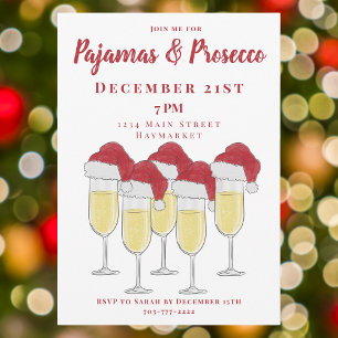 Invitation Soirée Filles de Noël Pyjamas & Prosecco