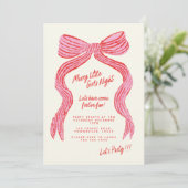 Invitation Soirée Filles Joyeuse | Ruban Rouge et (Debout devant)