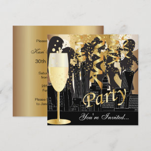 Invitation Soirée Filles pour Anniversaire Or Métallisé