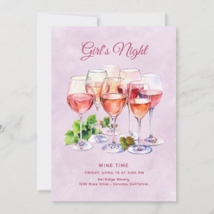 Invitation Soirée Filles Vin Rose 