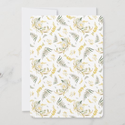 Invitation Soirée Fleur sauvage à cadre or élégant (Dos)