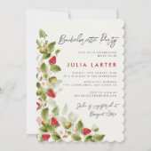 Invitation Soirée Fleur sauvage fraise Bachelorette (Devant)