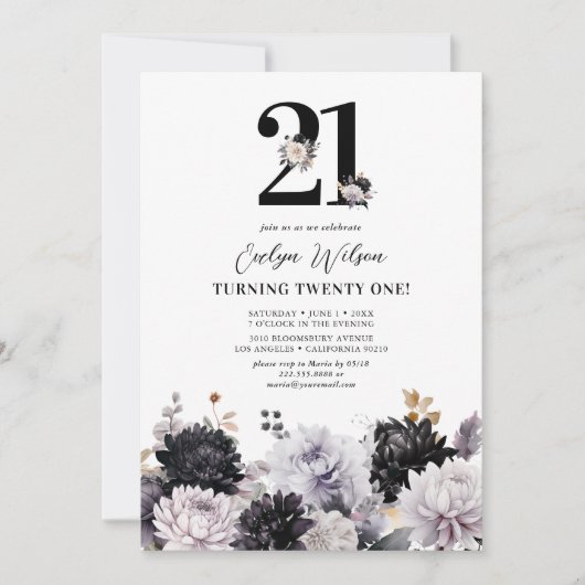 Invitation Soirée florale 21e anniversaire (Devant)