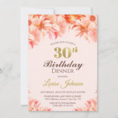 Invitation Soirée Florale Blush Pink Gold 30e anniversaire (Devant)