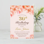Invitation Soirée Florale Blush Pink Gold 30e anniversaire (Debout devant)