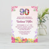Invitation Soirée florale élégante 90e anniversaire - 90 ans (Debout devant)