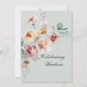 Invitation Soirée florale élégante peinte 90e anniversaire (Dos)