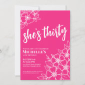 Invitation Soirée florale élégante Trente Hot rose 30e annive (Devant)