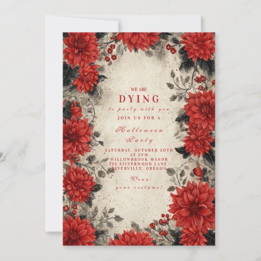 Invitation Soirée florale gothique Crimson (Devant)