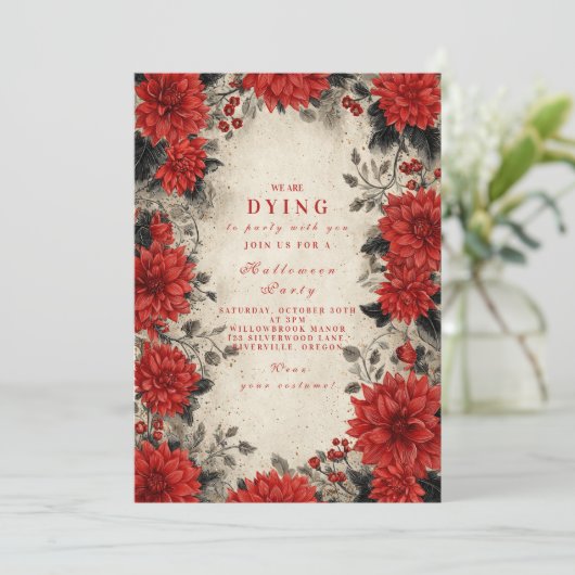 Invitation Soirée florale gothique Crimson (Debout devant)