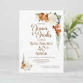 Invitation Soirée Florale Orange Burnt 40e Anniversaire (Debout devant)