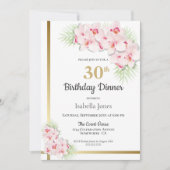 Invitation Soirée Florale rose et or 30e anniversaire (Devant)